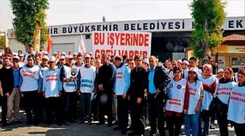 İzmir´de Kent Ekmek Fabrikası işçileri greve başladı